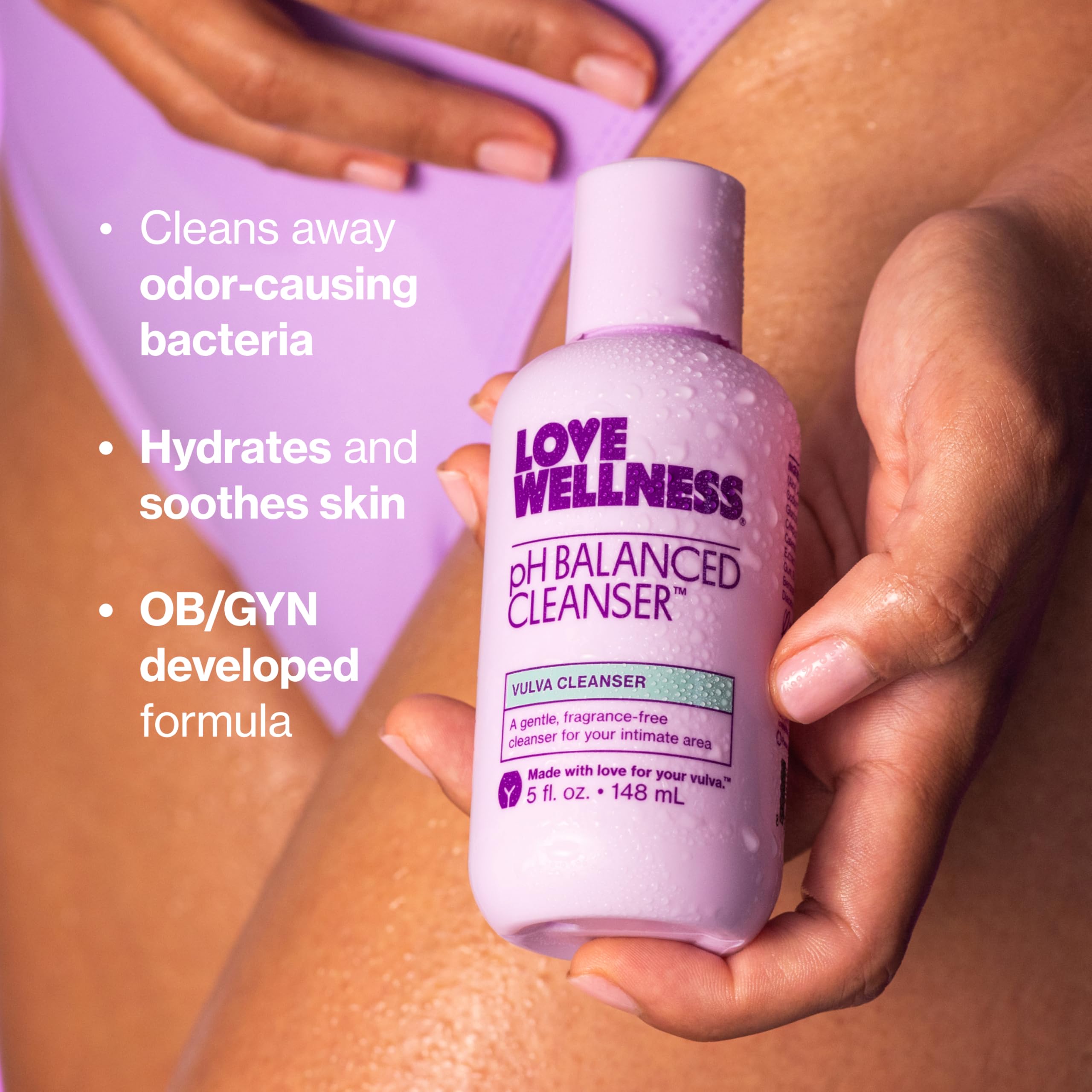 Love Wellness pH Balancing Cleanser aloe closeup highlights soothing aloe and calendula