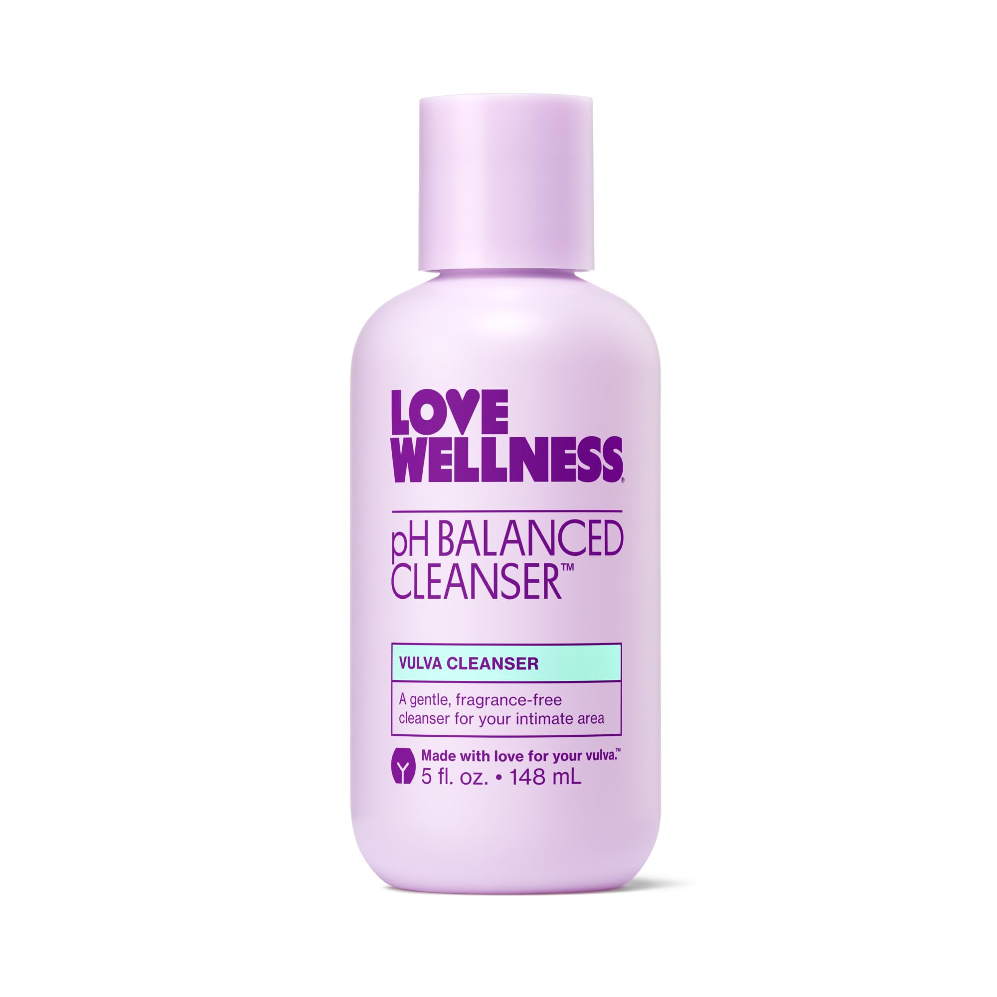 Love Wellness pH Balancing Cleanser bottle for fragrance-free intimate care and balanced pH