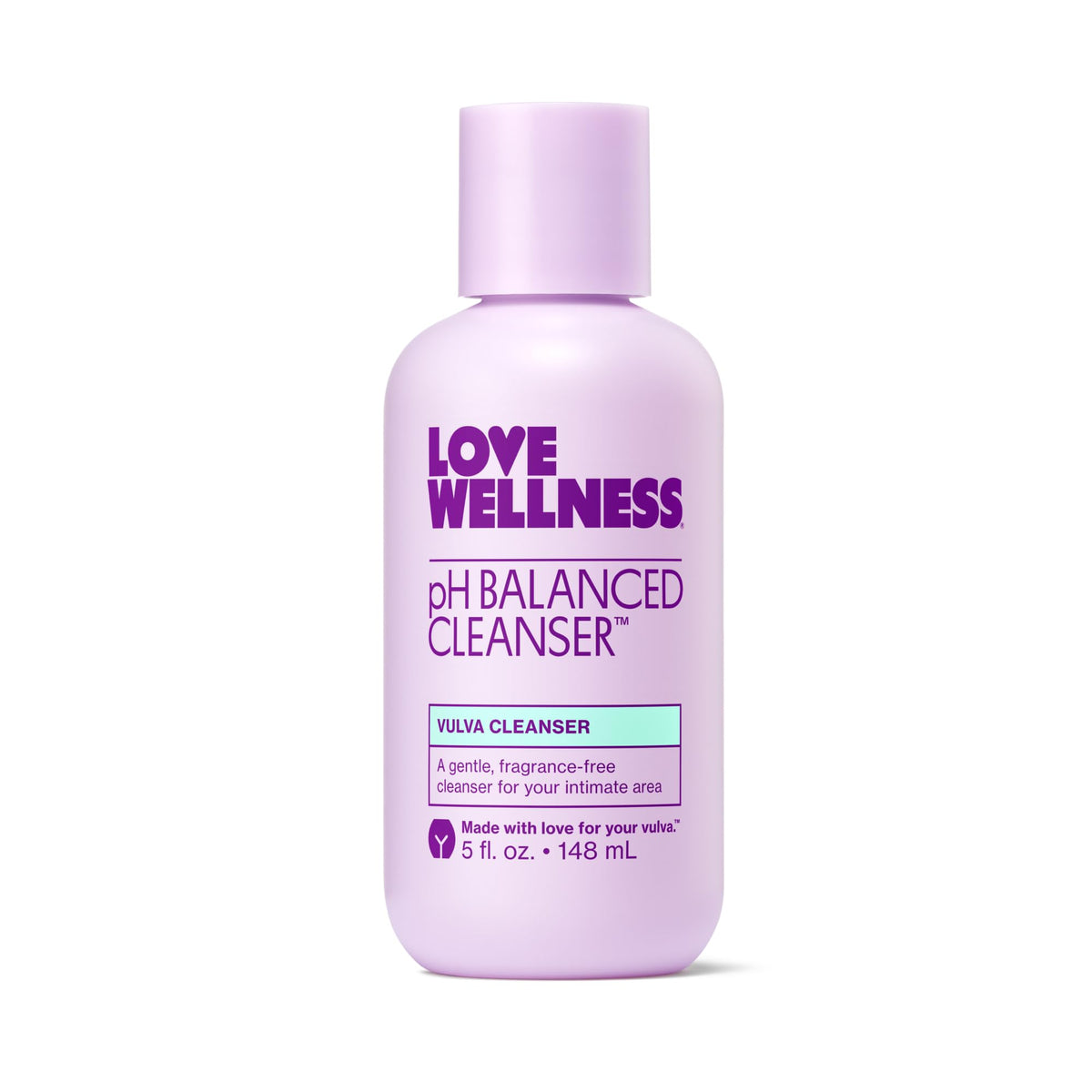 Love Wellness pH Balancing Cleanser bottle for fragrance-free intimate care and balanced pH