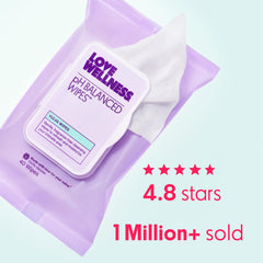 Love Wellness pH Balancing Wipes 2-pack with 40 wipes each for daily cleansing.