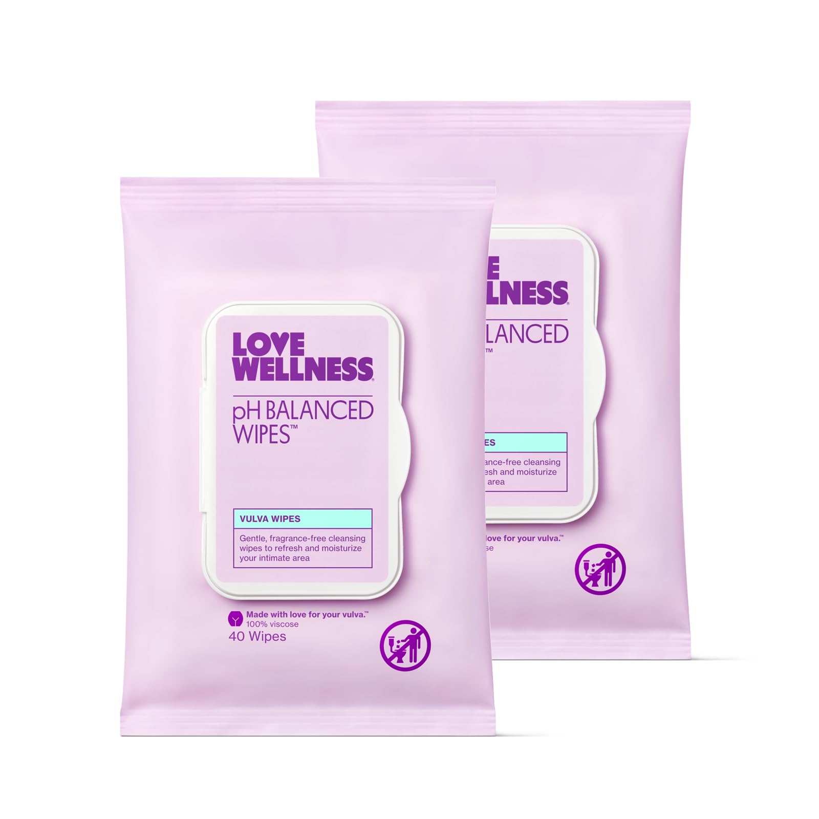 Love Wellness pH Balancing Wipes fragrance-free Aloe for gentle cleansing on sensitive skin.