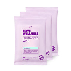Love Wellness pH Balancing Wipes packaging shows portable option for on-the-go cleansing.