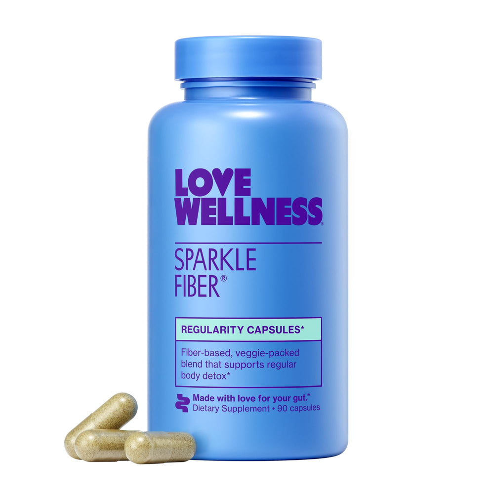Bottle of Love Wellness Sparkle Fiber dietary supplement