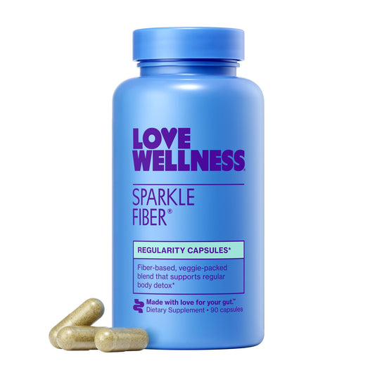 Bottle of Love Wellness Sparkle Fiber dietary supplement