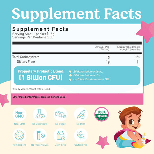 Probiotic powder instantly dissolves in expressed milk or formula
