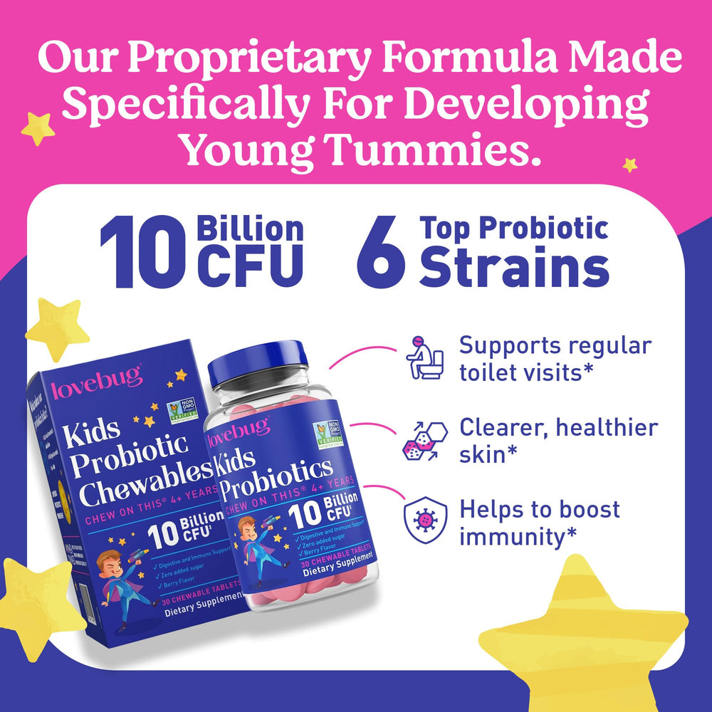 LOVEBUG Kids probiotic packaging and label