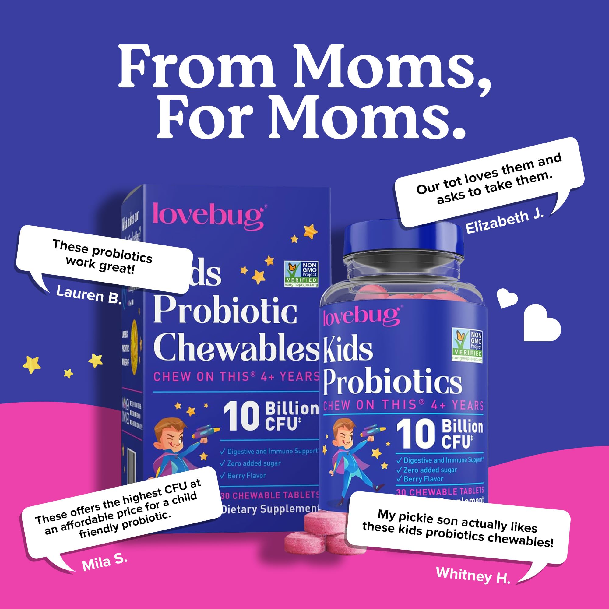 Usage instructions for LoveBug Probiotics for Kids