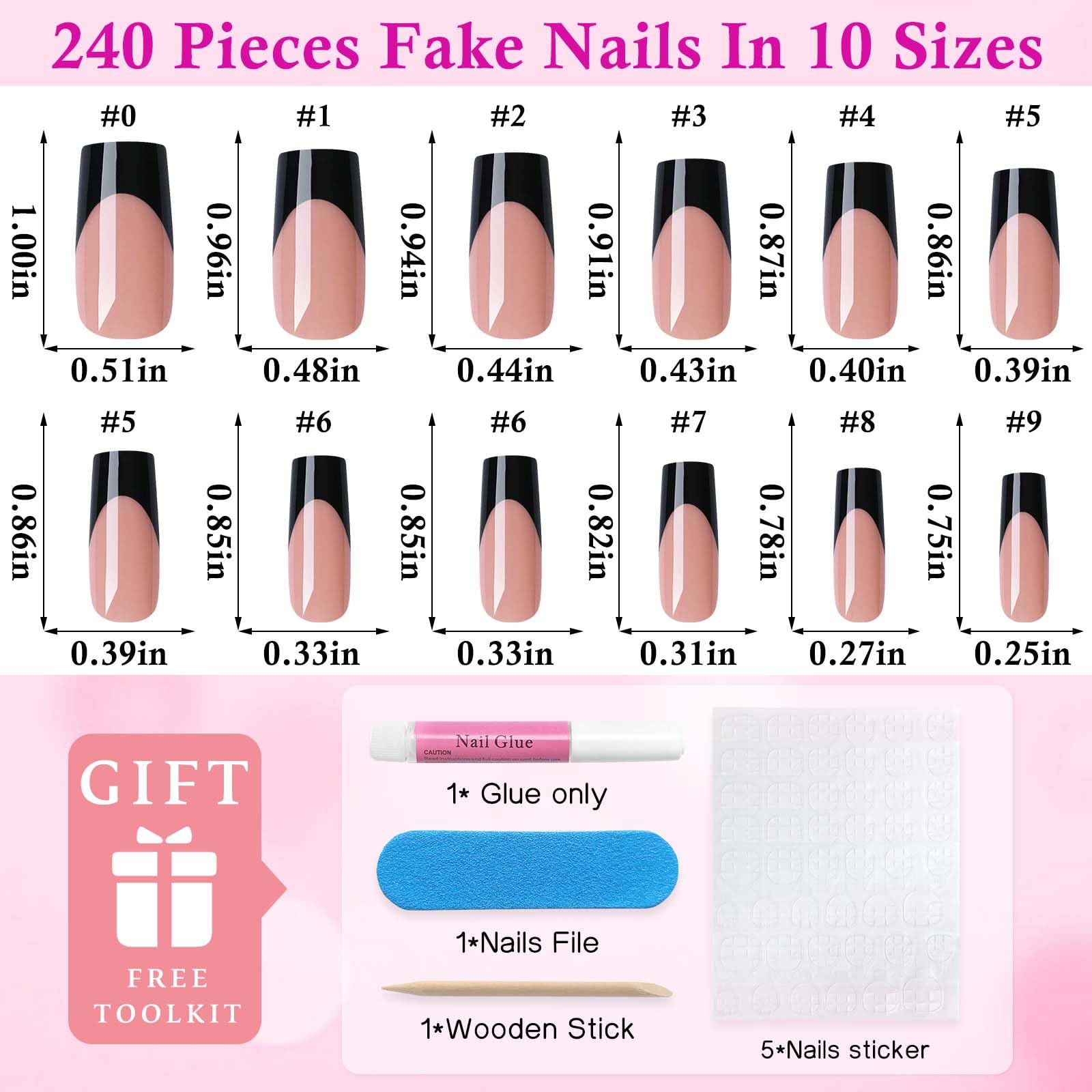 LoveOurHome 240pc press-on nails kit enables versatile style changes.