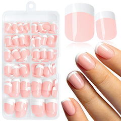 LoveOurHome white French tip short square press-on nails for chic instant manicure