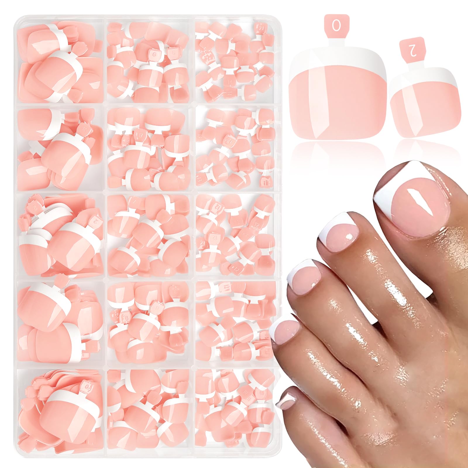 LoveOurHome 240pc white French-tip toe nails kit for an at-home pedicure