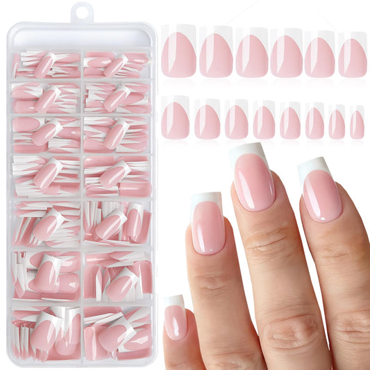 LoveOurHome 280pc French Tip Nails kit with white tips for an elegant at-home manicure.