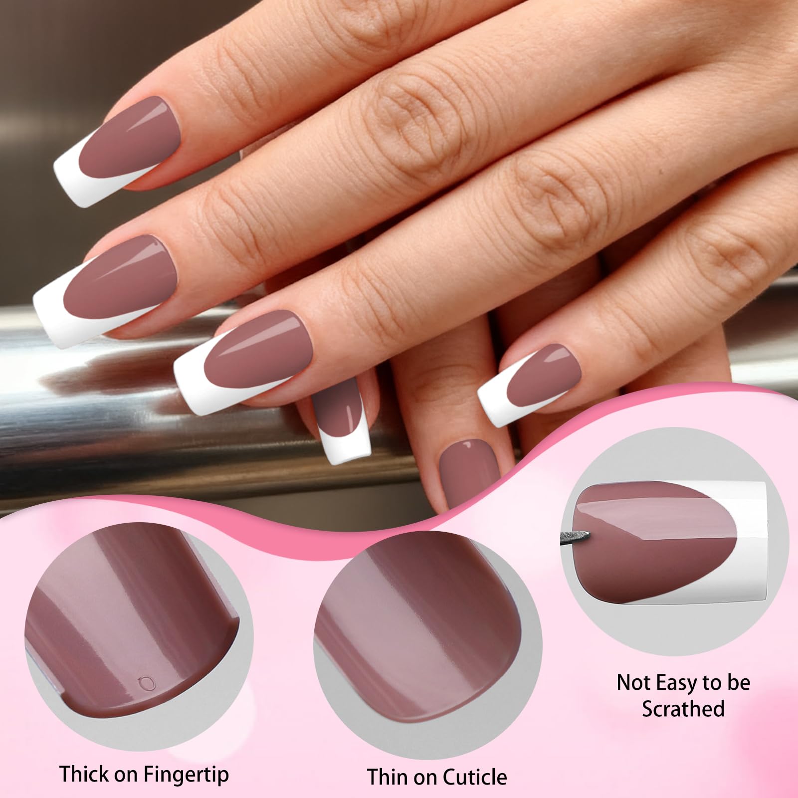 Durable acrylic construction resists chipping for weeks of wear