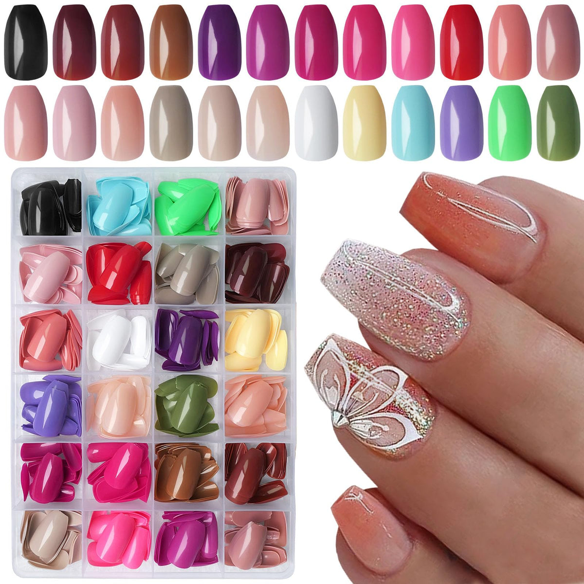 LoveOurHome 576pc coffin nails case organized for easy selection and transport