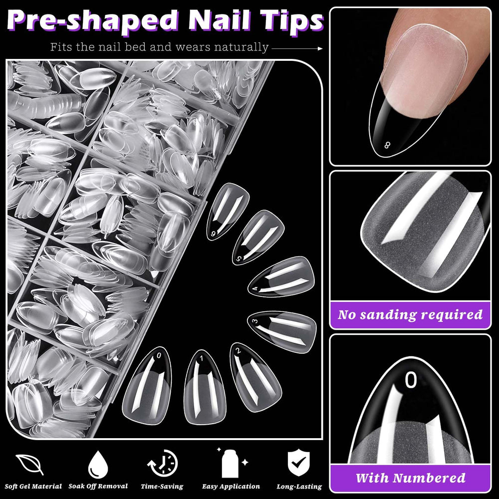 LoveOurHome almond shape full-cover gel tips for quick salon-like manicures.