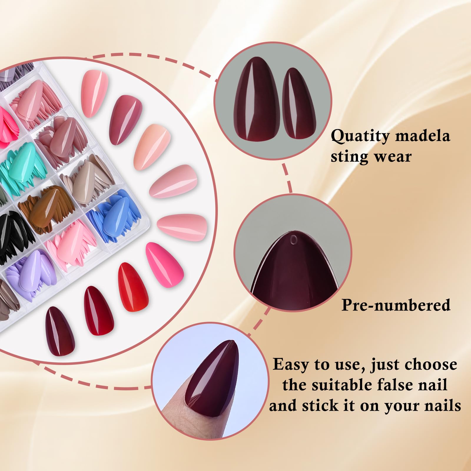 LoveOurHome almond nails in 12 sizes for a precise fit.