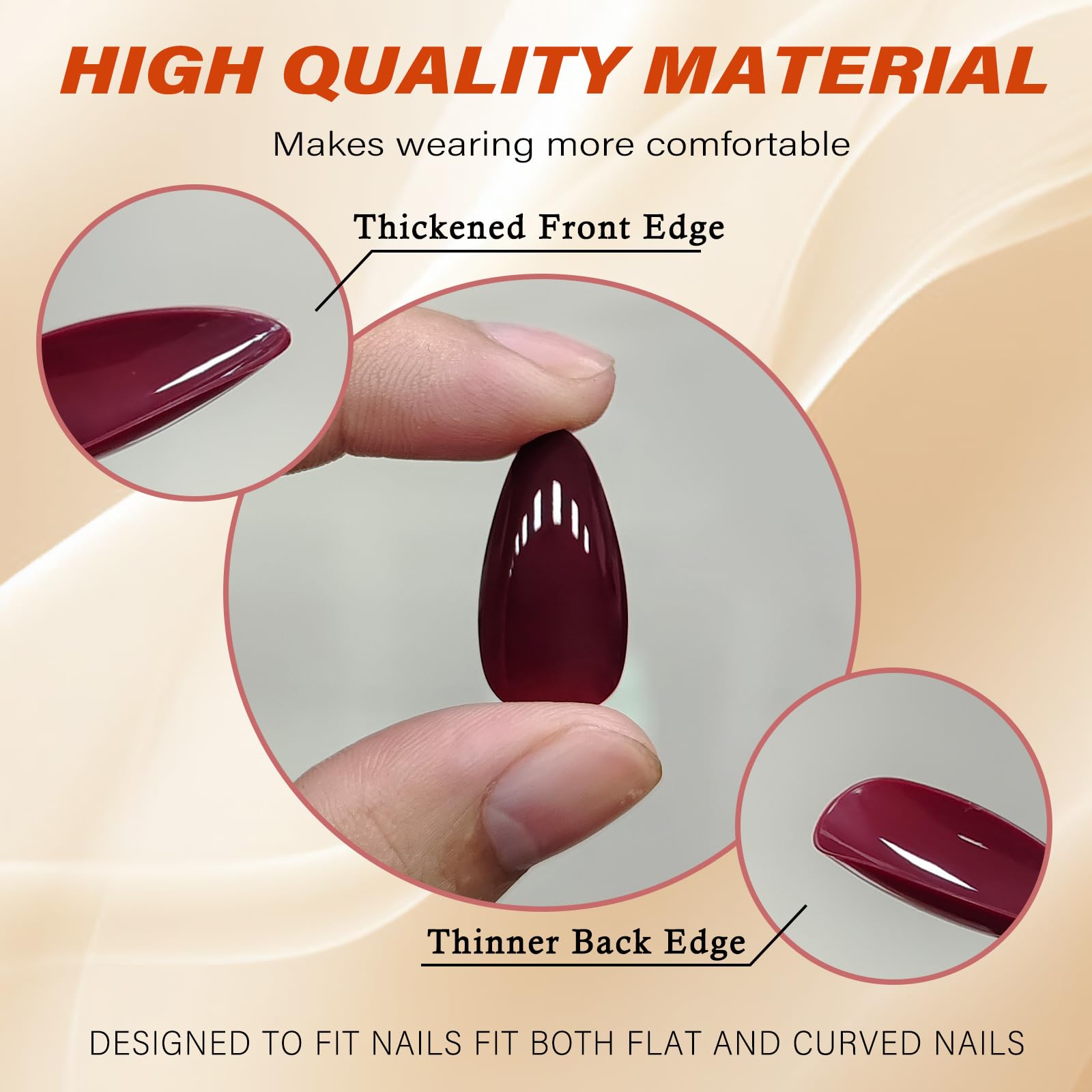 LoveOurHome almond nails made from durable ABS material.