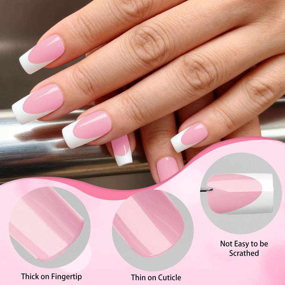 LoveOurHome berry pink base nails with French tip for a sophisticated, versatile look.