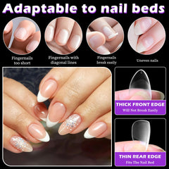 LoveOurHome clear press-on nails in almond style for easy at-home nail art.