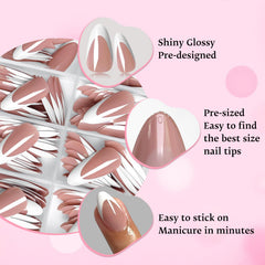 LoveOurHome brown base coffee nails with white tips for elegance
