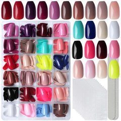 LoveOurHome coffin press-on nails 576pc set for quick manicure