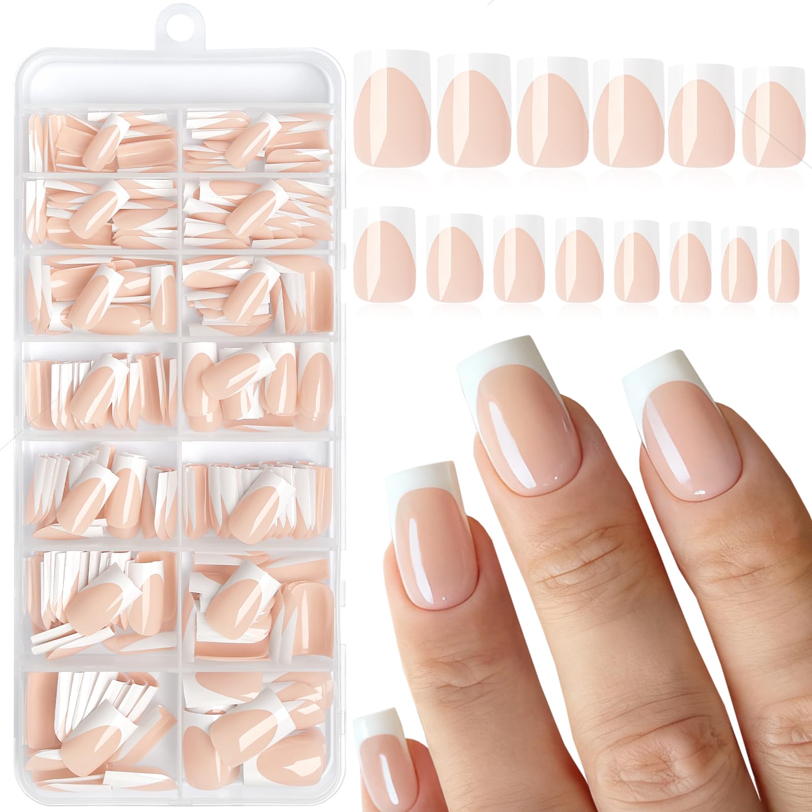 LoveOurHome French tips press-on nails in pale nude for elegant everyday wear.
