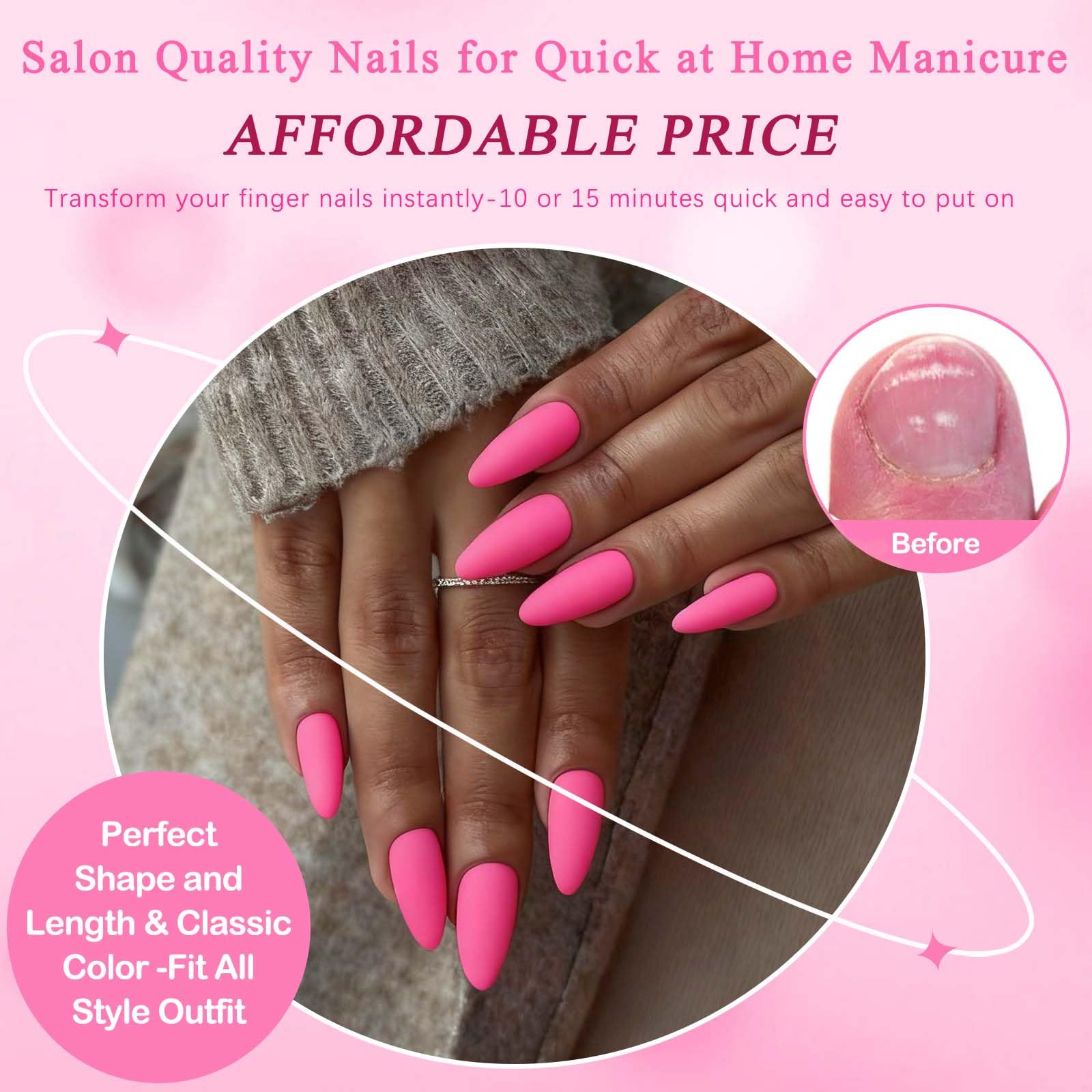 LoveOurHome glue tabs and nail glue kit for easy, glue‑on application.