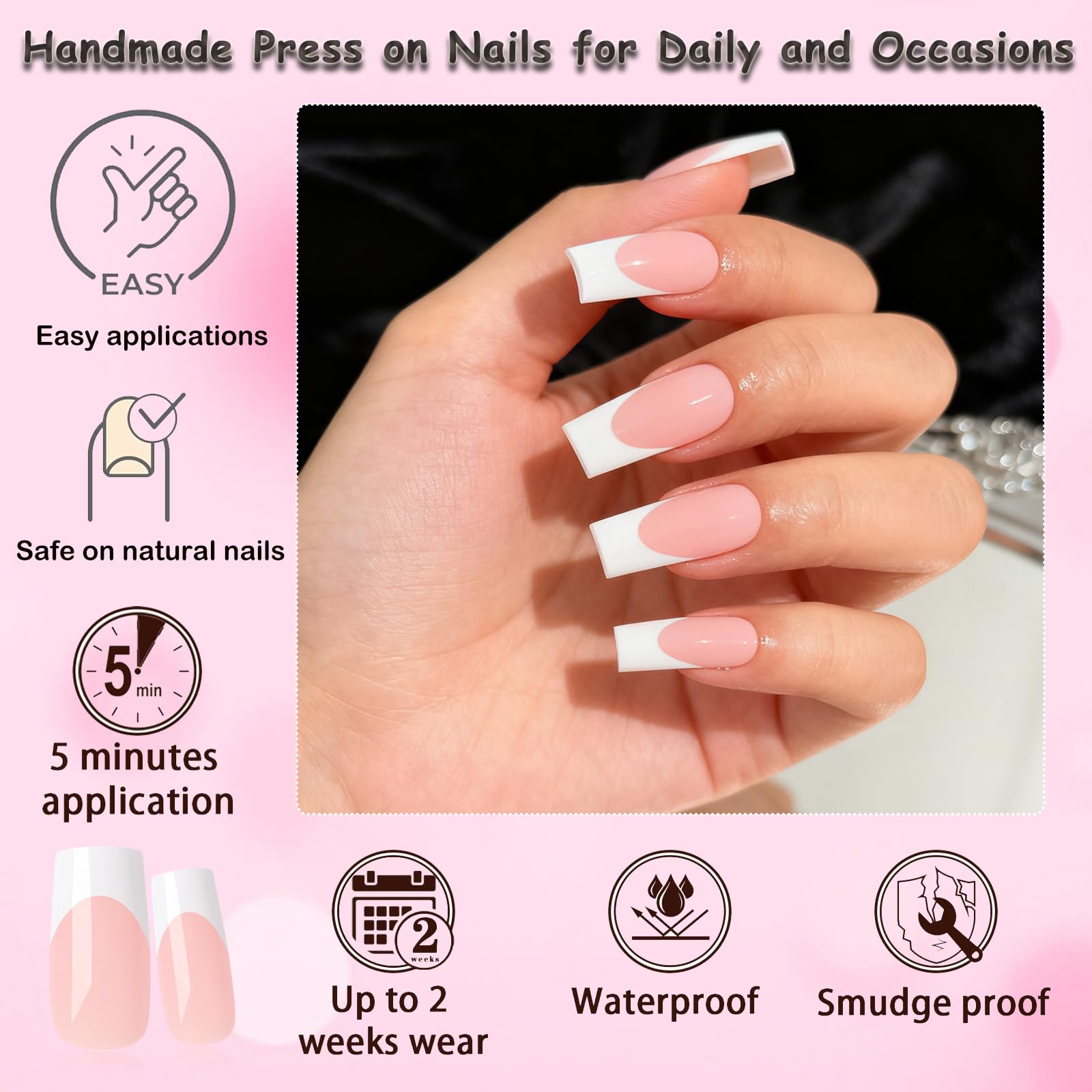LoveOurHome nail glue tube included for quick, secure nail application.