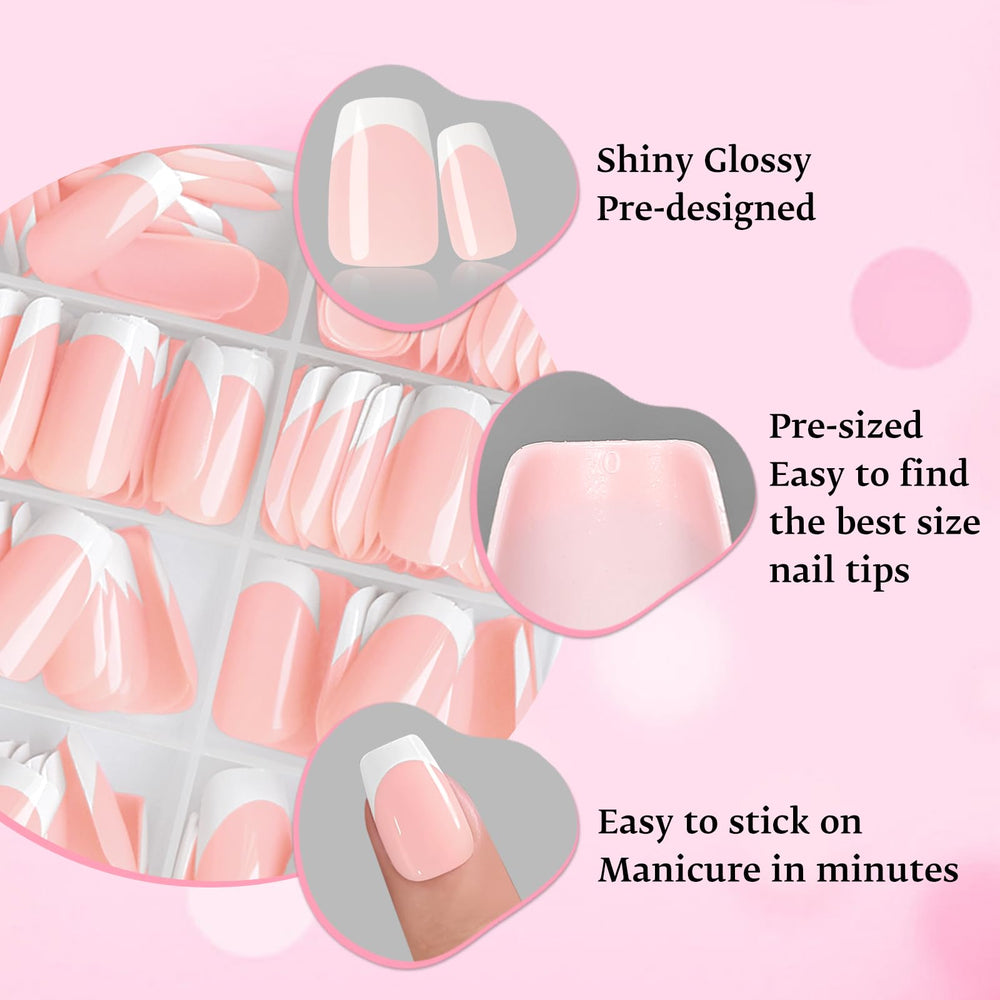 LoveOurHome nude base nails with white tips for a clean daily look