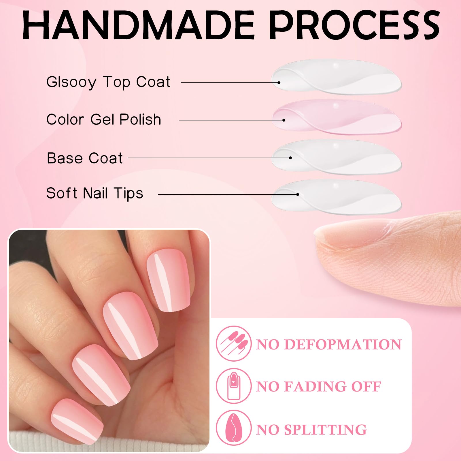 LoveOurHome nude coffin press-on nails gloss-finish – glossy look with quick wear.