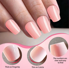 LoveOurHome nude coffin press-on nails in-box – portable kit for on-the-go nail art.