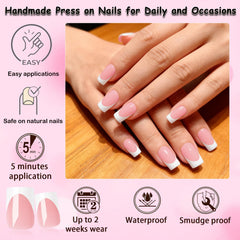 LoveOurHome nude pink medium square press-on nails for a modern finish
