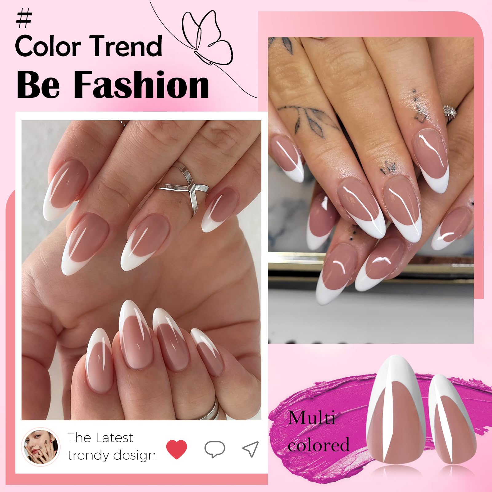 LoveOurHome quick application guide showing easy peel and press on nails