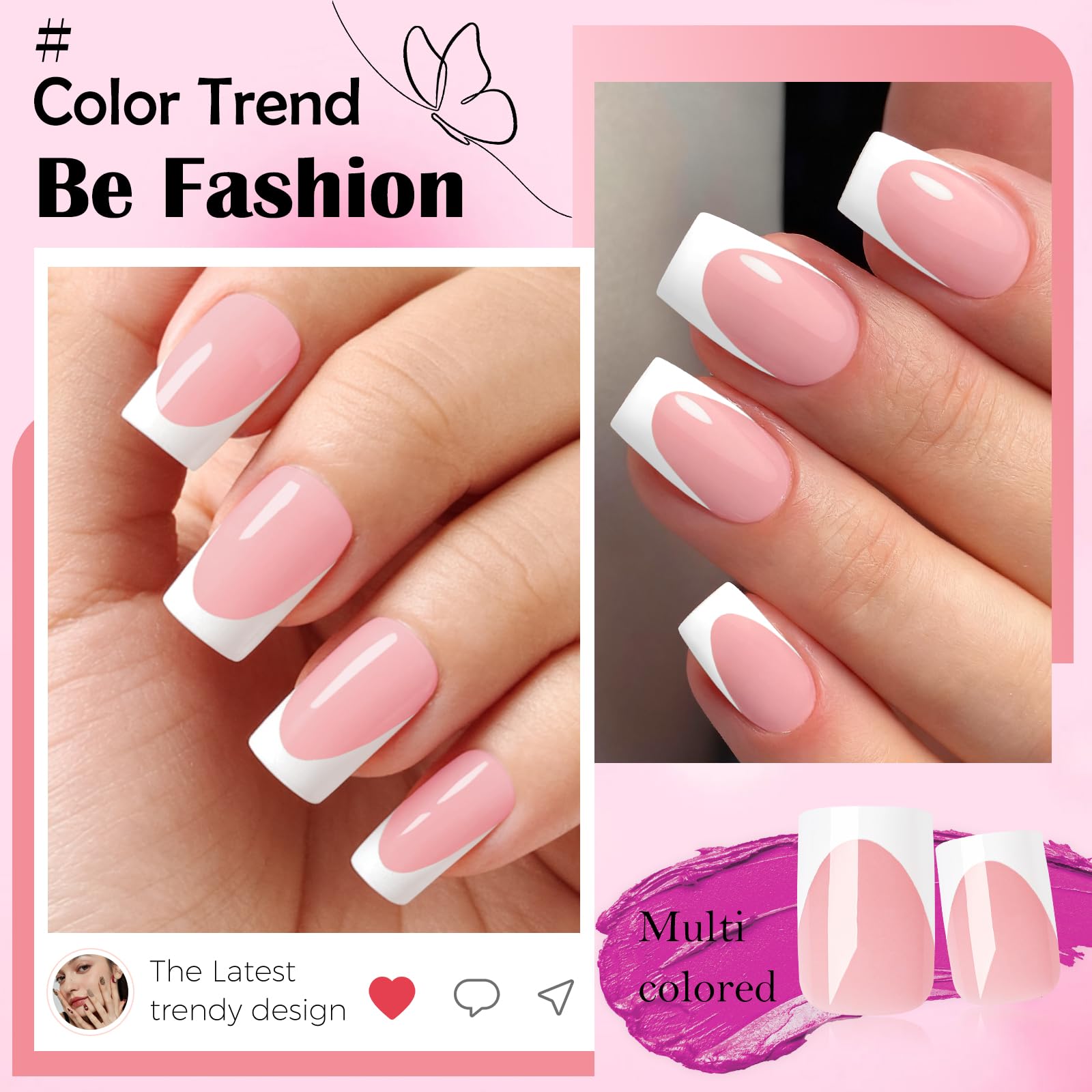 LoveOurHome reusable French tip press-on nails for multiple outings