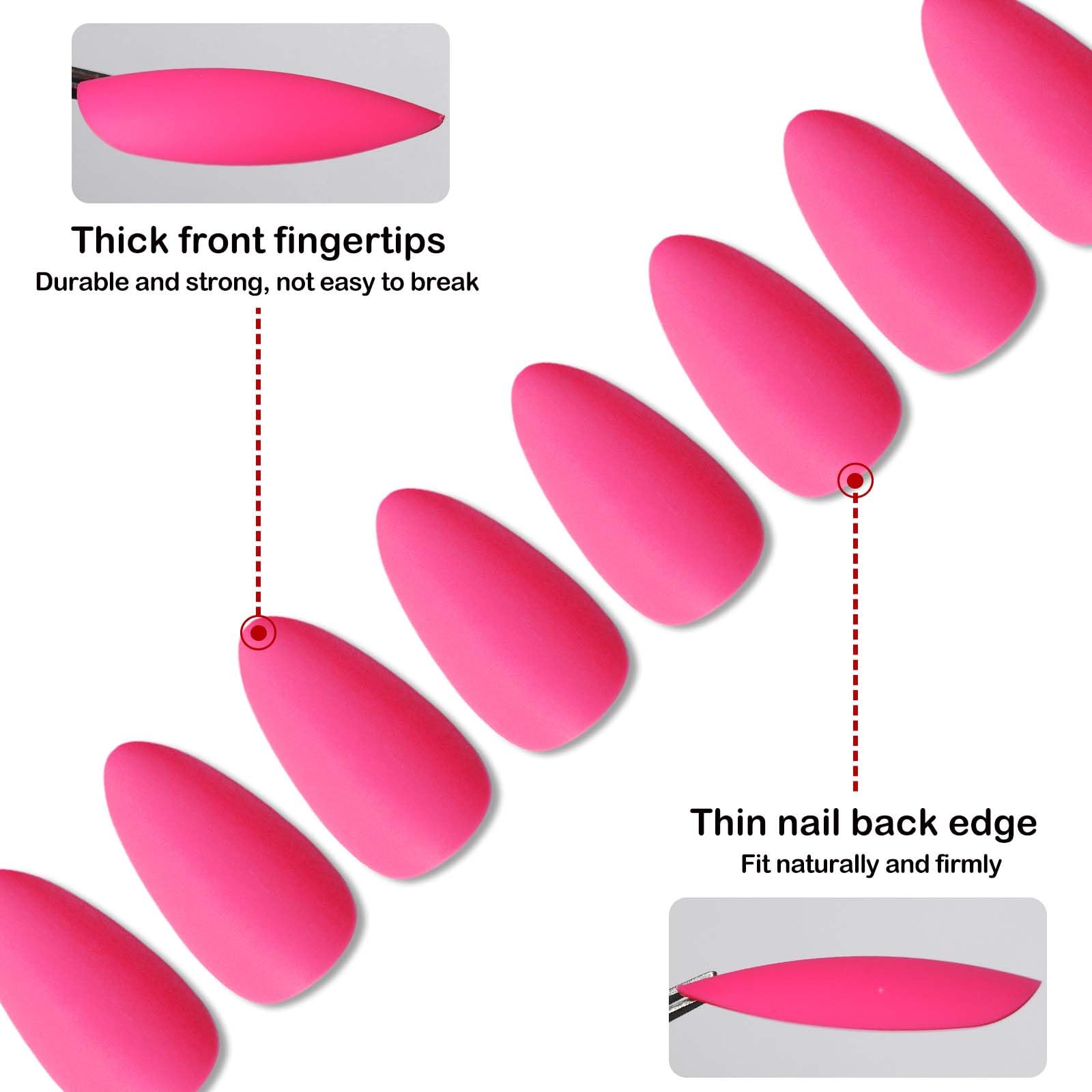 LoveOurHome reusable hot pink press‑on nails for multiple wears.