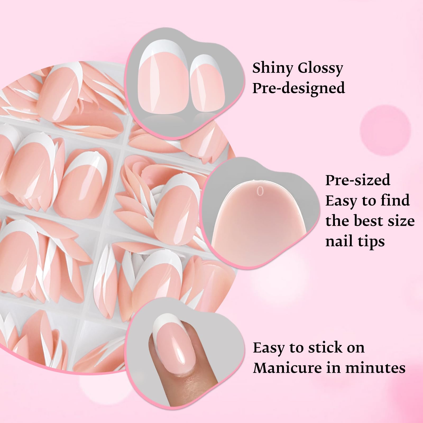 LoveOurHome reusable nude French tip nails for long-lasting wear
