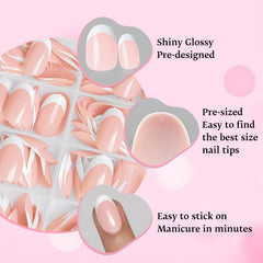 LoveOurHome reusable nude French tip nails for long-lasting wear