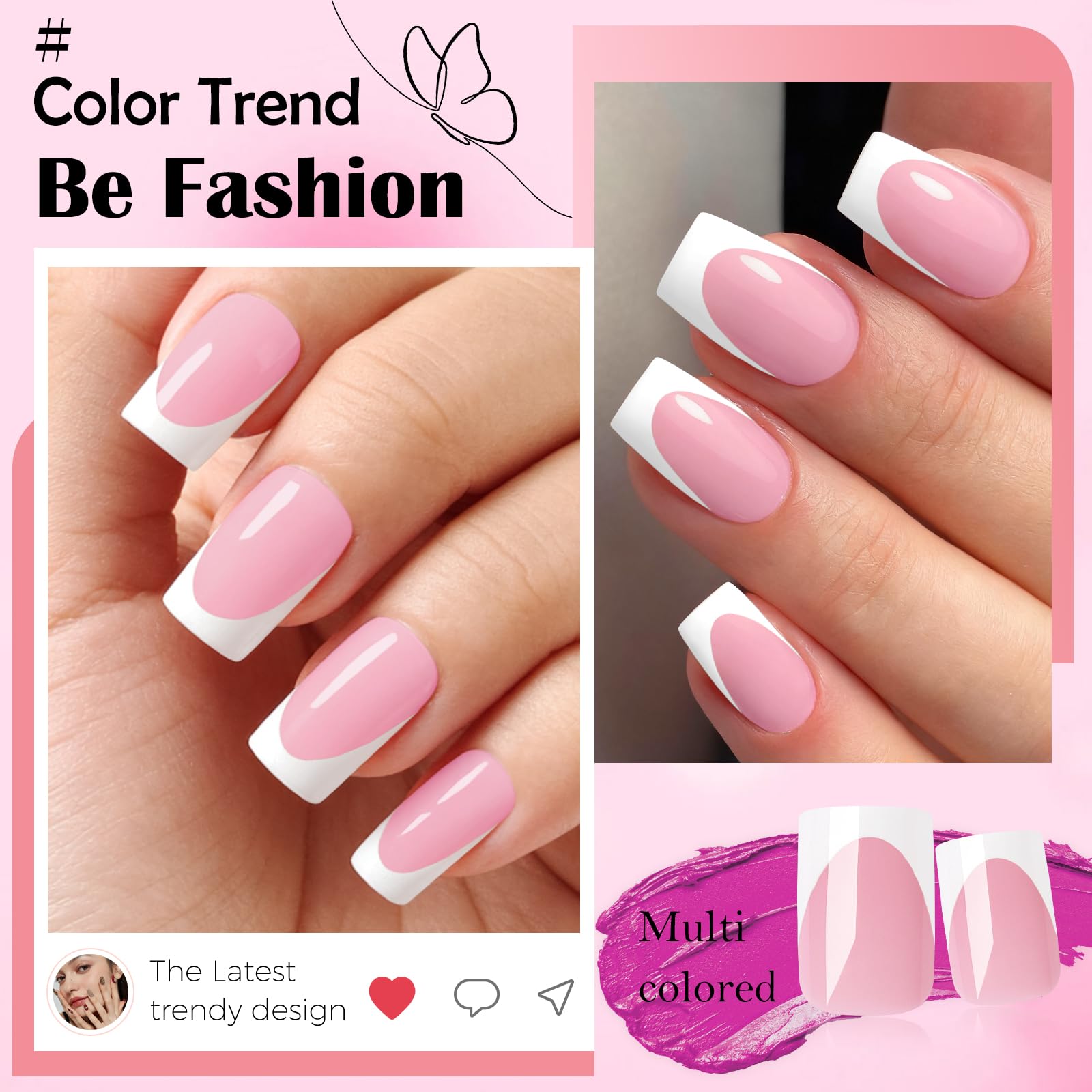 LoveOurHome versatile French-tip nails suit casual and formal looks.