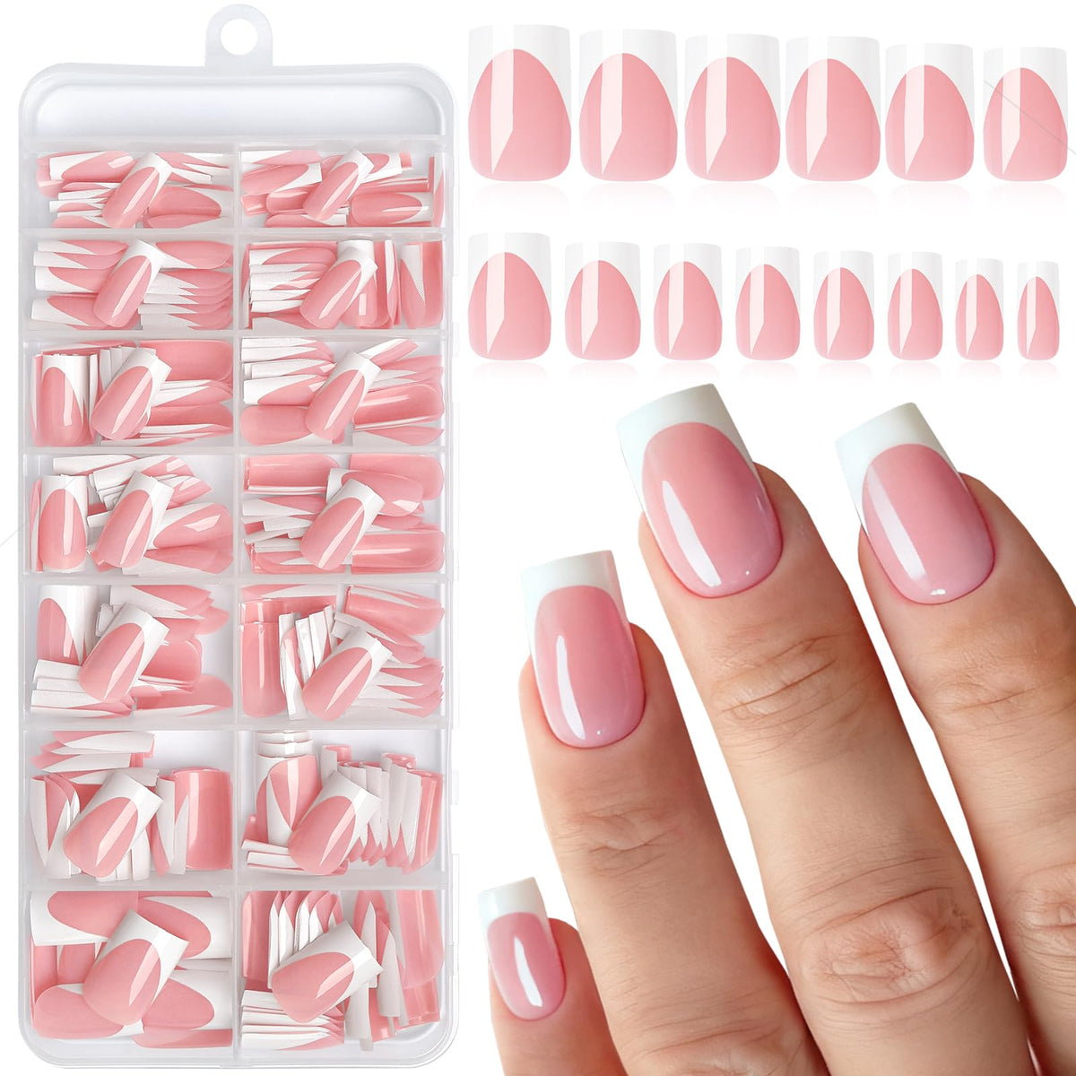LoveOurHome white tip press-on nails with nude base for quick elegant looks