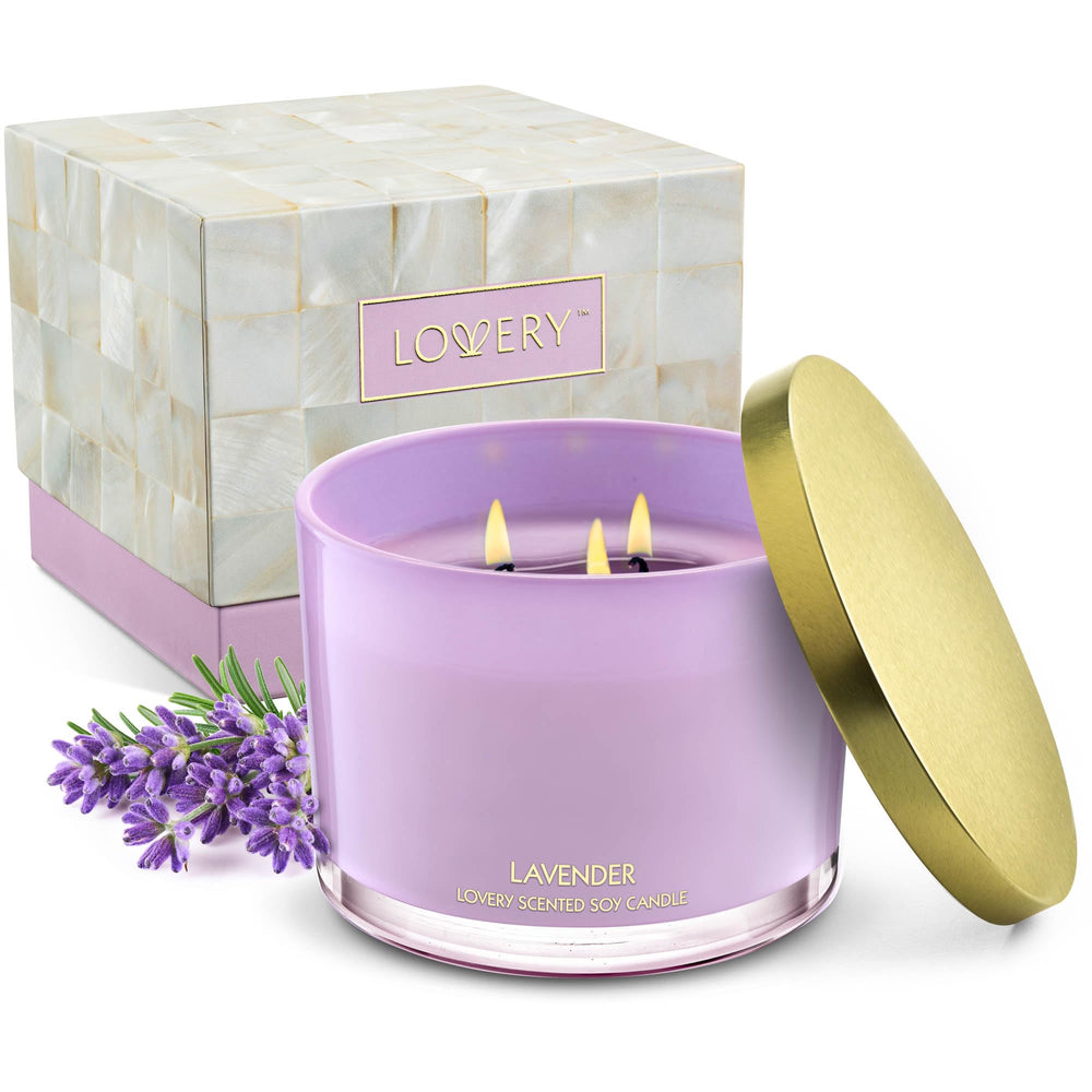 LOVERY lavender candle gift box offers luxurious gifting with soothing lavender aroma