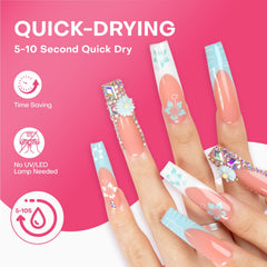 Lovful extra-strong nail adhesive provides long-lasting hold for nail tips.