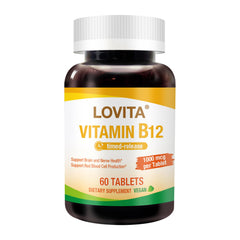 Lovita B12 1000 mcg timed-release 60 vegan tablets package
