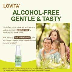 Front packaging and bottle of LOVITA Propolis throat spray