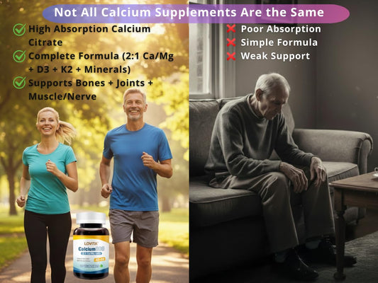 Back view of LOVITA Calcium Citrate bottle with supplement facts