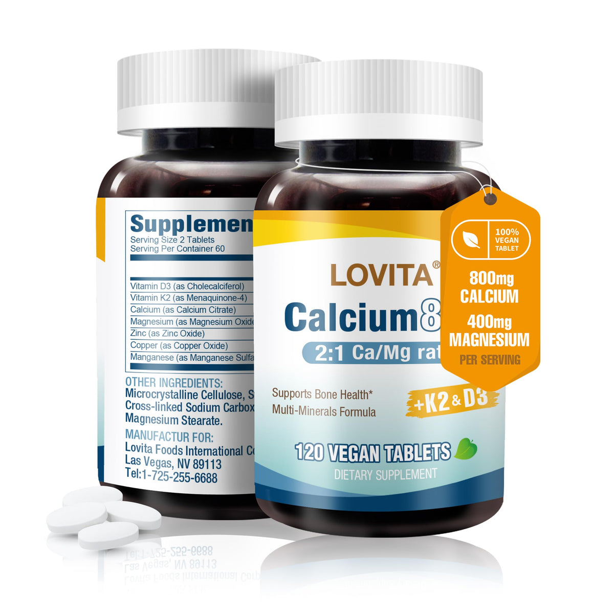 Front view of LOVITA Calcium Citrate bottle