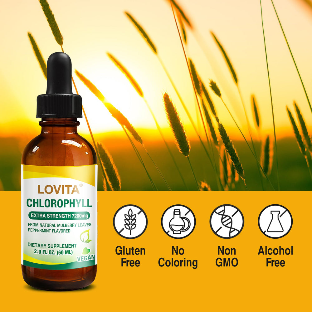 LOVITA Chlorophyll Drops bottle on white background