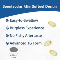 Burpless mini softgels easy to swallow with no fishy aftertaste