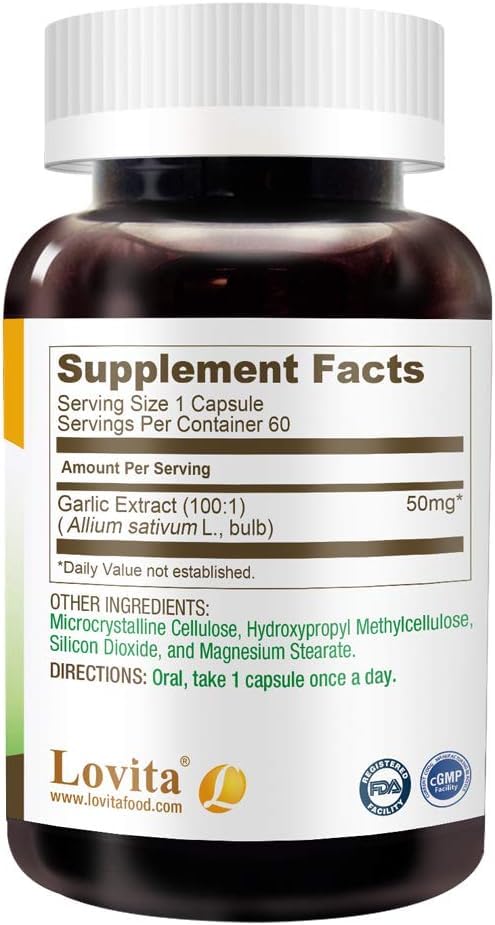 Graphic showing 5000 mg fresh garlic equivalent per serving