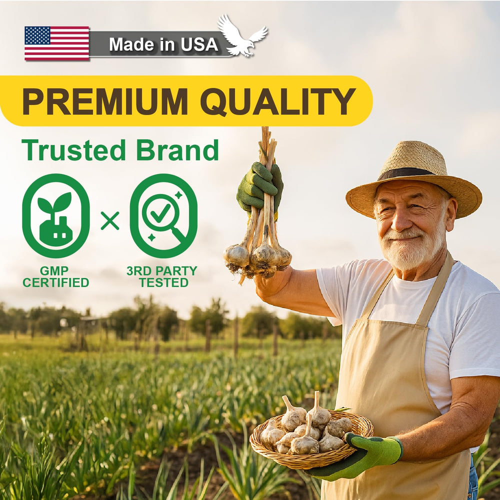 Lifestyle image with bottle and garlic cloves