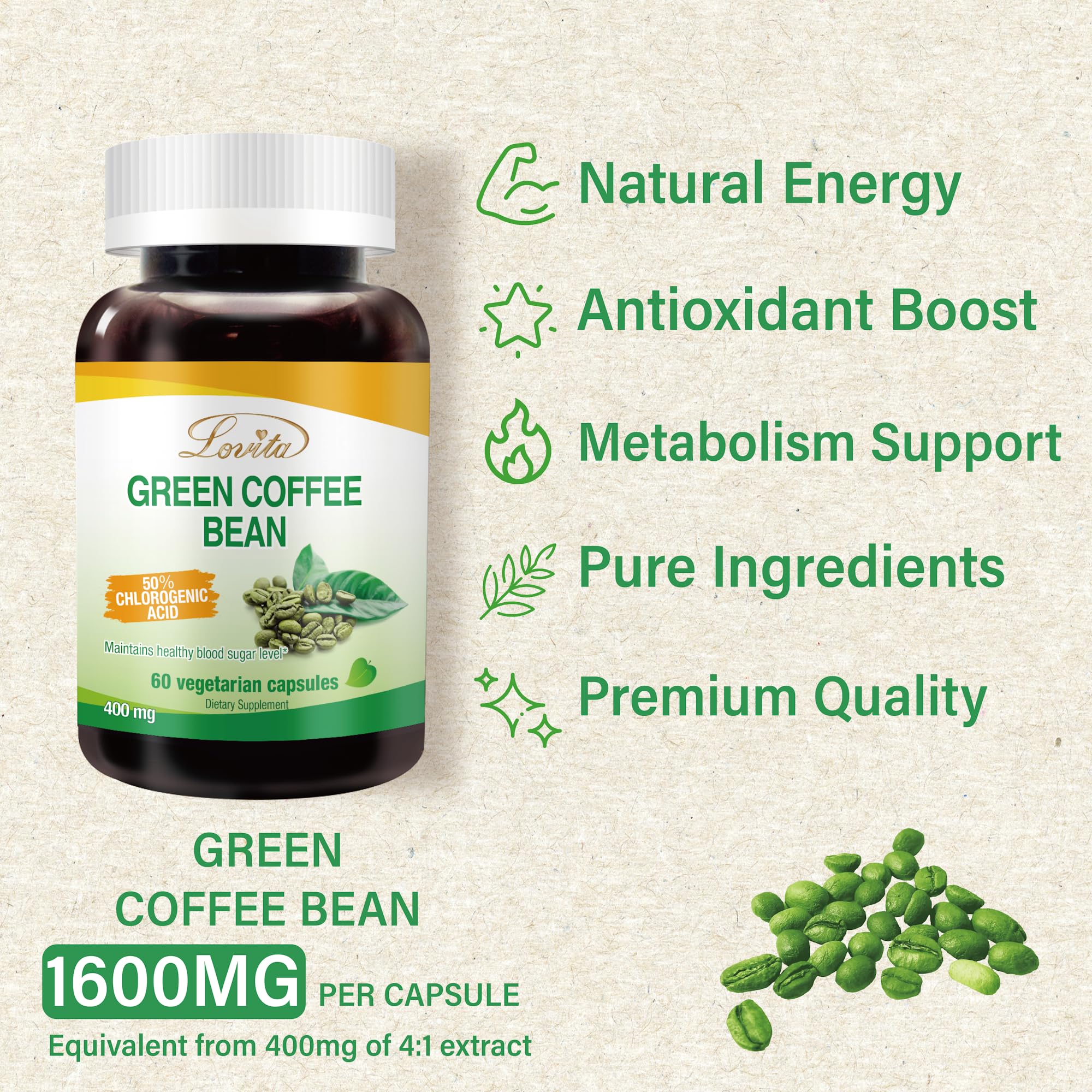 Lovita product label showing 50% Chlorogenic Acid