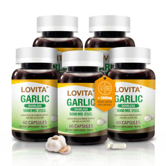 LOVITA Odorless Garlic Capsules bottle on white background